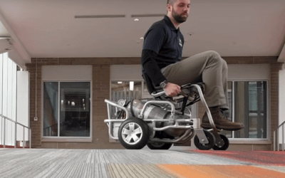 Druckluftmotor treibt Rollstuhl an