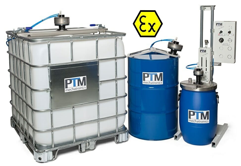 ATEX Rührwerke für IBC Container, Fässer, Kunststofffässer zum Aufrühren von Desinfektionsmitteln