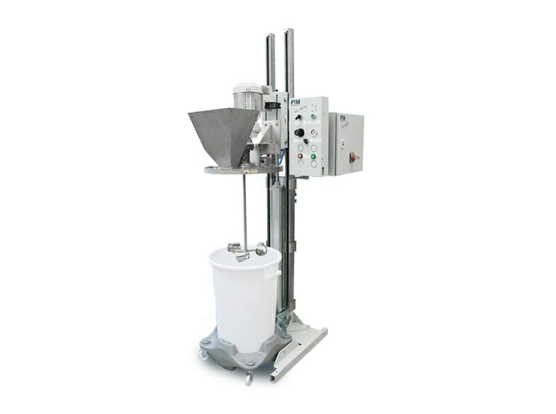 Complete solution combining tripod agitator, dosing system, trolleys and stainless steel barrels