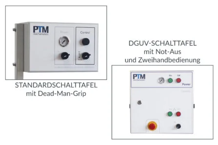Bedienpanel DGUV Schalttafel und Standardschalttafel für PTM Stativrührwerke