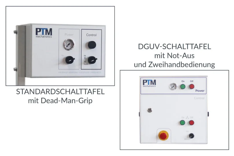 Bedienpanel DGUV Schalttafel und Standardschalttafel für PTM Stativrührwerke