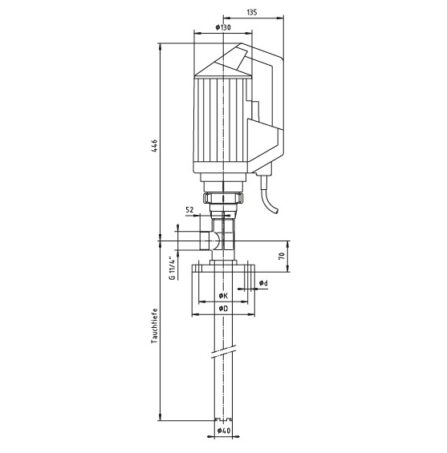 Abmessungen PTM Fasspumpen