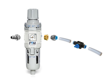 Anschlussset mit Filterregler und Manometer für PTM Antriebe, lebensmittelkonform